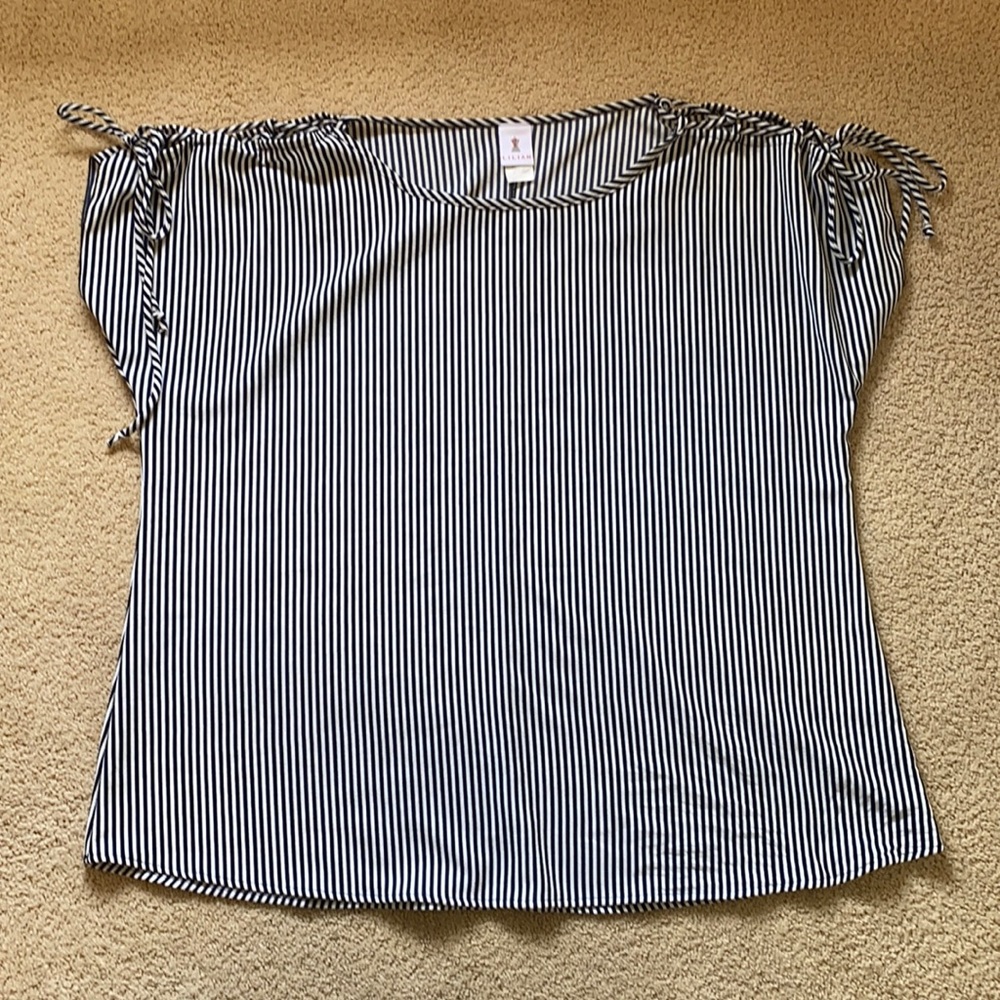 Plus Size Lilian Navy Blue & White Women’s Blouse